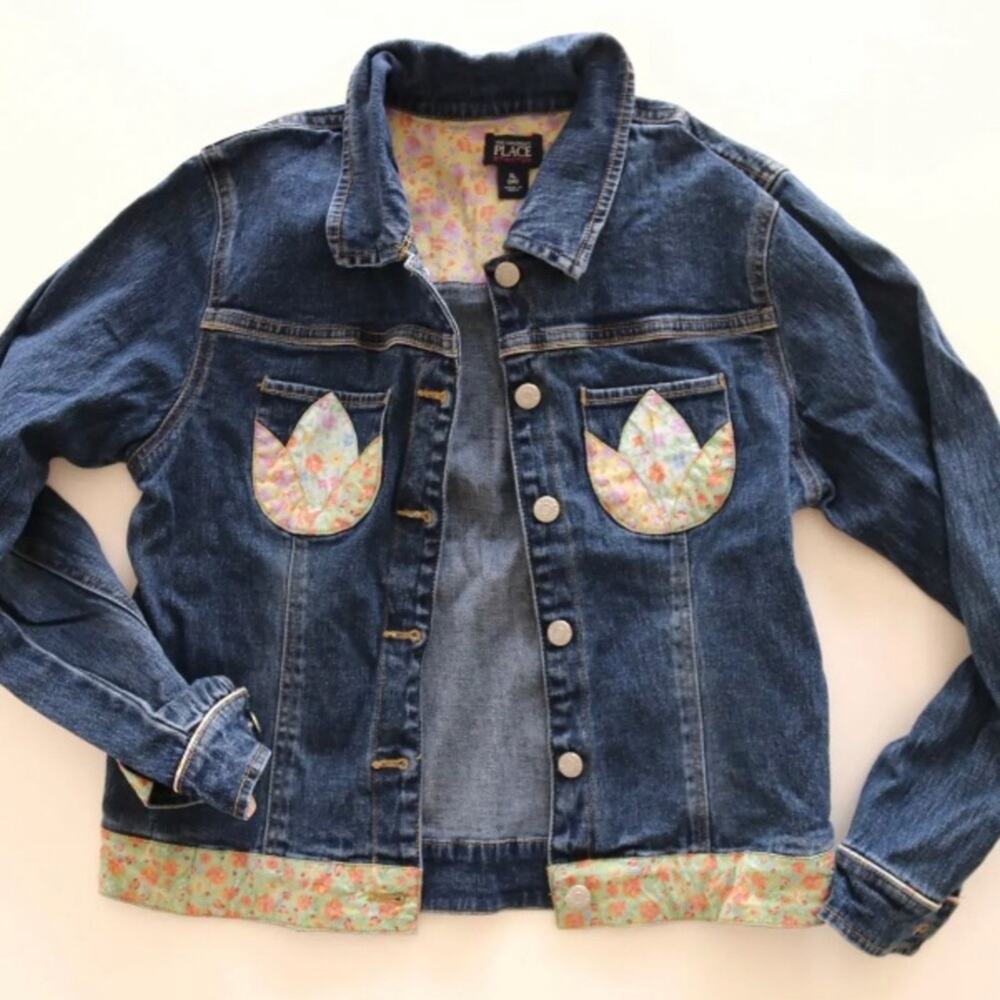 TCP‎ Children's Place Girl's XL 2-Pc Set: Denim Jacket + Blouse Set ULTRA CLEAN